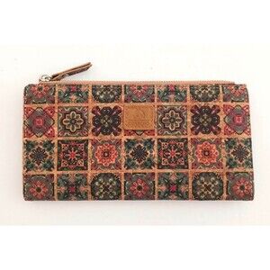 NEW Corkcho Bi Fold Wallet 100% Natural Cork Multicolor Medallion Print 7.5X4